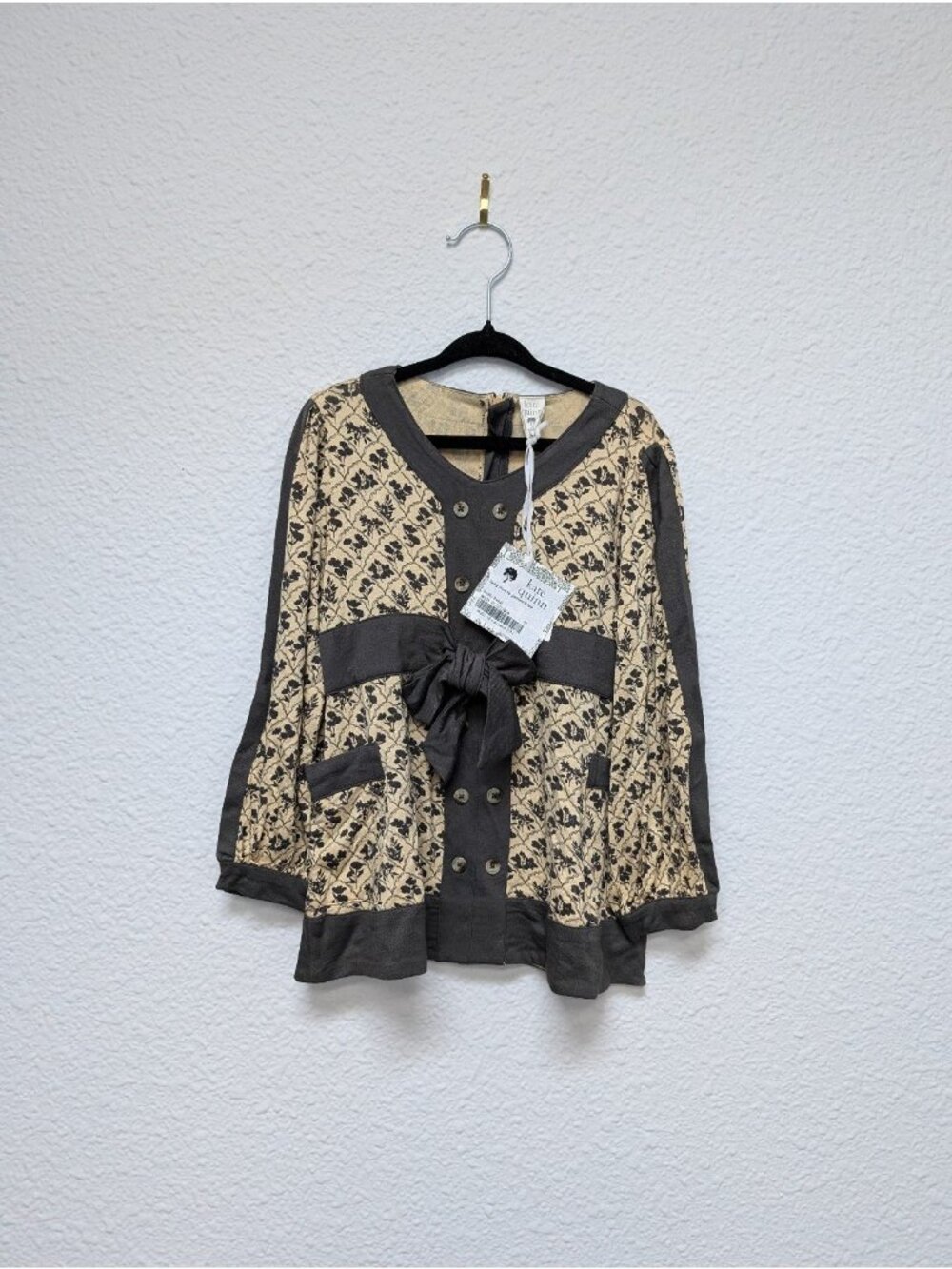 Kate Quinn Bamboo Long Sleeve Peasant Top Trellis Floral 5Y